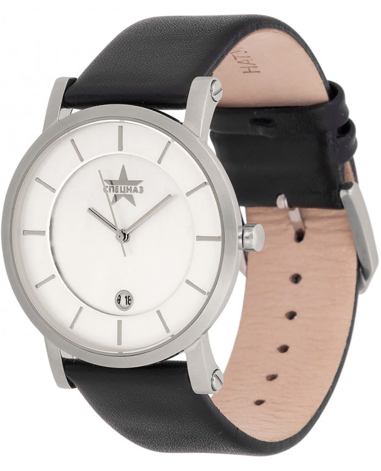 Спецназ Спецназ Атака С2730306-GM10-05  С2730306-GM10-05 кварцевые мужские часы белый циферблат, браслет кожаный — вид спереди